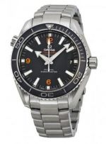 Swiss Copy Omega Seamaster SS Black Dial Grey Ceramic Bezel Orange 3,6,9 Numbers